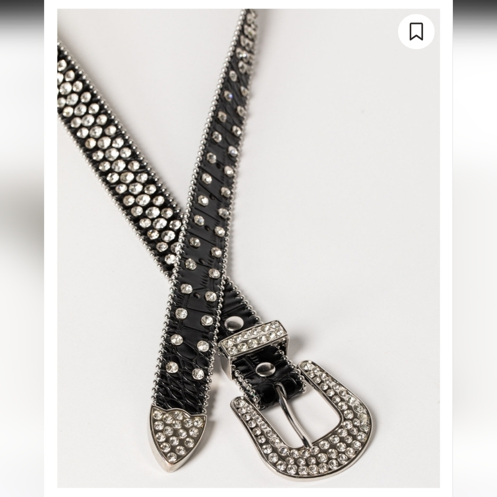 Black Rhinestone Studded Belt